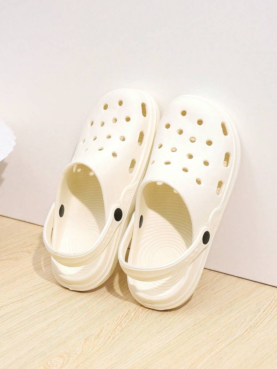 Women's New Perforated Slip-On Plastic Sandals, Summer - White - View 1
