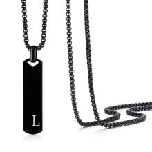 1 件简约时尚不锈钢 26 字母吊坠项链，60 厘米不锈钢盒链，适合作为送给朋友和爱人的礼物 - 簡約時尚不鏽鋼26字母項鍊吊墜 - 查看 18