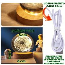 NEW Crystal Ball Led Table Lamp Globe Glass 3D Wooden Base Decoration Lampshade Gift Moon Ornament Size M And L - 隨機-G 風格 - 查看 4