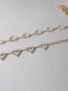 Women's Belts Metal Chain Shiny Heart - Gold - View 3