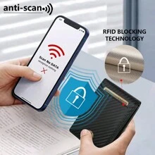 1 pieza Cartera portátil de fibra de carbono para hombre, portacartillas con múltiples ranuras, portacartillas plegable doble resistente al robo RFID, adecuado para adolescentes, casual de verano, al aire libre, atletismo, vacaciones, regalos de graduación o accesorios de vestir de cumpleaños