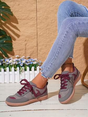 Women's Casual Sports Shoes, New Style Trainer Shoes, Flat Leisure Sneakers, Colorblock Athleisure Running Shoes