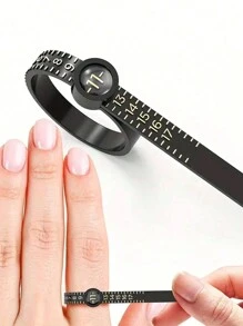 Black Finger Sizer Ruler With Magnifier, Precise Ring Measuring Tool, Inch Scale, For Wedding Gifts, Engagement Ring Sizing Measurement Tape Measure - Multicolor - View 1