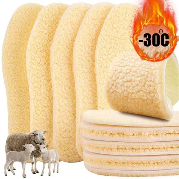 Palmilhas térmicas grossas 2 peças, palmilhas aquecidas de inverno, macias e de pelúcia, para botas de neve, palmilha de simulação de cashmere
