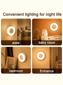 1 pieza Luz nocturna LED regulable con sensor táctil - Blanco cálido suave y brillo ajustable de luz diurna, adecuado para iluminación decorativa en dormitorio, pasillo, baño, sala de estar, armario, gabinete - Ahorro de energía, diseño compacto, luz portátil de gabinete de fácil instalación con carga USB