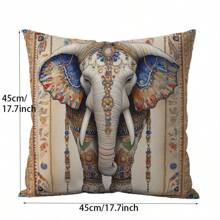 1pc Brick Elephant Digital Print Pillow Cover, Soft & Comfortable For Living Room, Bedroom, Sofa Decor, Hidden Zipper, Durable Polyester, Pillow Insert Not Included
