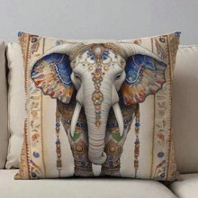 1pc Brick Elephant Digital Print Pillow Cover, Soft & Comfortable For Living Room, Bedroom, Sofa Decor, Hidden Zipper, Durable Polyester, Pillow Insert Not Included