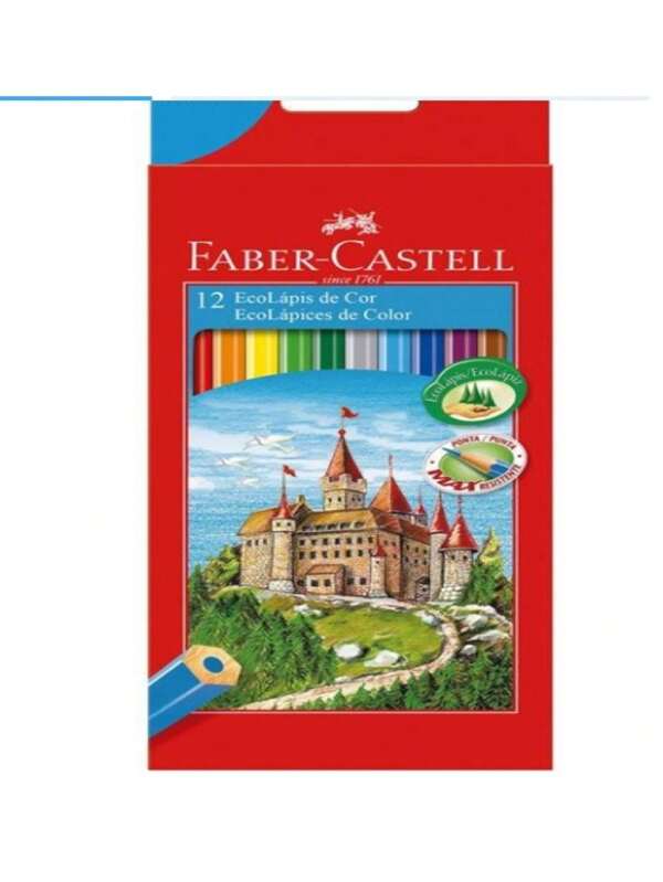 LAPIS DE COR 12 CORES FABER CASTELL SEXTAVADO ECOLAPIS