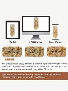 夹式接发长波浪 6 件隐形夹式厚假发草莓金色/漂白金色挑染假发柔软全头合成纤维女士 20 英寸 - 挑染金色 - 查看 6