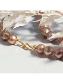 MYSOYA 100% Handmade Natural Purple & Pink Baroque Pearl Necklace, 10-12mm Real Pearl Necklace With Gold Clasp, Gift Box Included, Unisex Jewelry, Gift For Him/Her, Suitable For Daily Wear, Birthday, Anniversary, Wedding, Valentine's Day, Christmas, New Year - Necklace - View 3