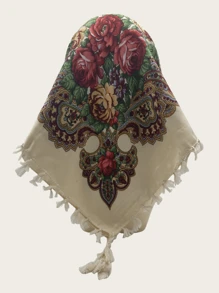 女士印花傳統頭巾圍巾,冬季多功能保暖防塵口罩頸圍,女士日常頭巾博霍風格