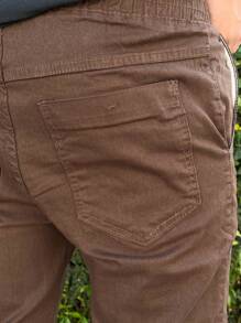 Men's Light Beige Jogger Jeans With Elastane Premium Line Black Lead Gray - 鏽棕色 - 查看 6