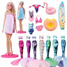 8pcs/Set Summer Doll Swimwear - 2pcs Random Bikini, 3pcs Mermaid Tail, 1pc Random Surf Board (Random Color: Blue, Purple, Pink), 2pcs Swim Ring - Fits 11.5-12 Inch Dolls (Doll Not Included) - Multicolor - View 13