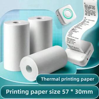 3pcs/Set -Style Instant Camera Thermal Paper Rolls - White, Colored, 57*30mm Size, Compatible With Memo Printers And Slip Printers, Non-Adhesive Back