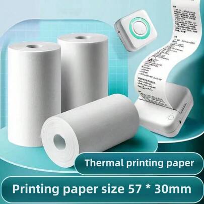 3pcs/Set -Style Instant Camera Thermal Paper Rolls - White, Colored, 57*30mm Size, Compatible With Memo Printers And Slip Printers, Non-Adhesive Back