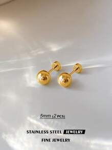 1 对 316L 不锈钢抛光球形耳钉优雅防过敏螺丝后背休闲时尚珠宝 - Spiral - 查看 18