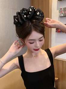 topshiny 1pc Fashion Faux Pearl Bow Hair Clip, Elegant Accessory For Women And Girls, Suitable For Daily Outfit And Photography Hair Claws Claw Clips Hair Clips Hair Jaw Clip Hair Clamps Hair Clutch Hair Catcher Clip Fall Winter Hair Accessories For Women For Vacation Outfits Woman