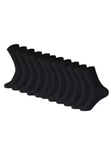 Multi-Pair Pack Black & White Solid Color Elastic Arch Support Men Mid-Calf Golf Socks, Sporty & Casual Style, Fall