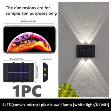 6pcs/1pc Outdoor Solar Wall Lights, Easy Installation, 8/10 LED Waterproof Up & Down Lighting Decorative Lamps, Suitable For Garden, Yard, Park, Wall