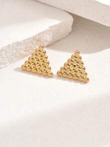 1 Đôi bông tai thời trang cổ điển, đa năng, thiết kế hình học dành cho nữ, phù hợp cả đi chơi và công sở. - Vàng - Xem 12