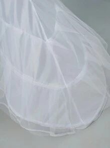 1 Peça Vestido de Noiva Branco com 2 Camadas e 2 Telas, com Barbatana, Modelo Ajustado Cauda de Peixe com Pequeno Rabo, Vestido Escorregadio Versátil
