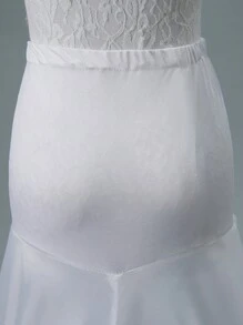 1 Peça Vestido de Noiva Branco com 2 Camadas e 2 Telas, com Barbatana, Modelo Ajustado Cauda de Peixe com Pequeno Rabo, Vestido Escorregadio Versátil
