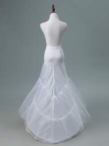 1 Peça Vestido de Noiva Branco com 2 Camadas e 2 Telas, com Barbatana, Modelo Ajustado Cauda de Peixe com Pequeno Rabo, Vestido Escorregadio Versátil
