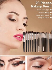 30 件化妆刷套装包括：20 件化妆刷、1 个刷架、1 个刷子清洁垫、3 个化妆海绵、3 个三角粉扑、2 个迷你粉扑。这款专业化妆刷套装可满足日常化妆需求（眼线、腮红、遮瑕膏、轮廓、高光、增加立体感）。展现最好的自己。化妆工具套装可以更好地整理、存放和清洁化妆刷和化妆品。适用于学生、化妆品、化妆晕染、粉底、面霜、口红、眼影、腮红、闪粉、眼影、睫毛、化妆、粉底、遮瑕盘、眼影盘、粉饼、唇彩、润唇膏、化妆刷、粉底刷、眼影刷、腮红刷等。 - 彩色 - 查看 2