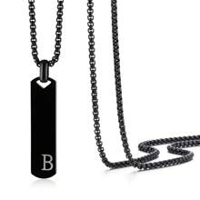 1 件简约时尚不锈钢 26 字母吊坠项链，60 厘米不锈钢盒链，适合作为送给朋友和爱人的礼物 - 簡約時尚不鏽鋼26字母項鍊吊墜 - 查看 33