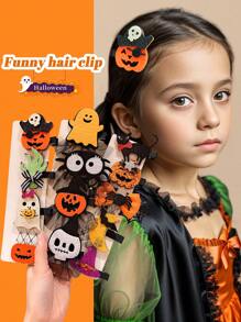 13 件装万圣节卡通可爱女孩发夹 - 彩色 - 查看 4