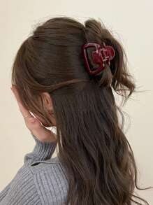 1pc Ancle Red Trapezium Hair Claw Clips Claw Barrette Hair Accessories Hair Jaw Clip Hair Clamps Hair Clutch Hair Catcher Clip, School Stuff, College Fall Winter Hair Clip Bows For Vacation Outfits Woman