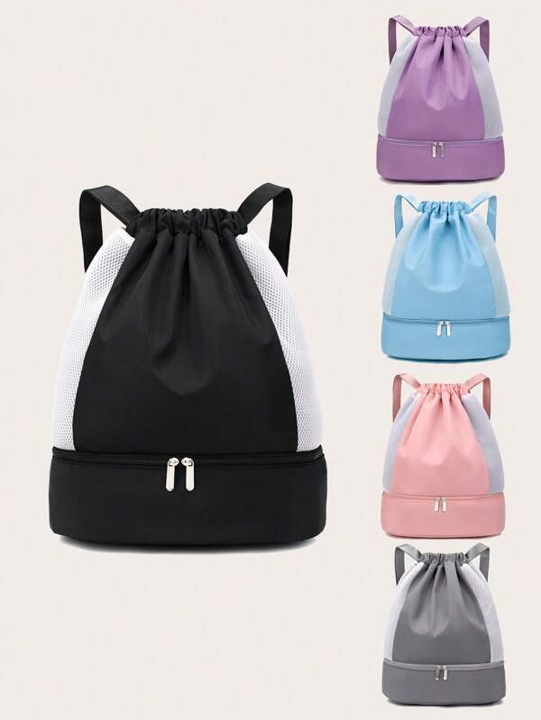 1pc Women's Versatile Small Capacity Indoor Sports Gym Bag With Independent Shoe Compartment And Wet/Dry Separation, Fashionable Outdoor Travel Backpack Travel Bag