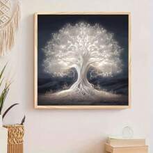 1pc Captivating 5D Diamond Painting Kit - Luminous Tree Design Diamond Art, DIY Diamond Painting Cross Stitch, Frameless Wall Decor For Living Room, Bedroom, Office, Perfect Artistic Gift