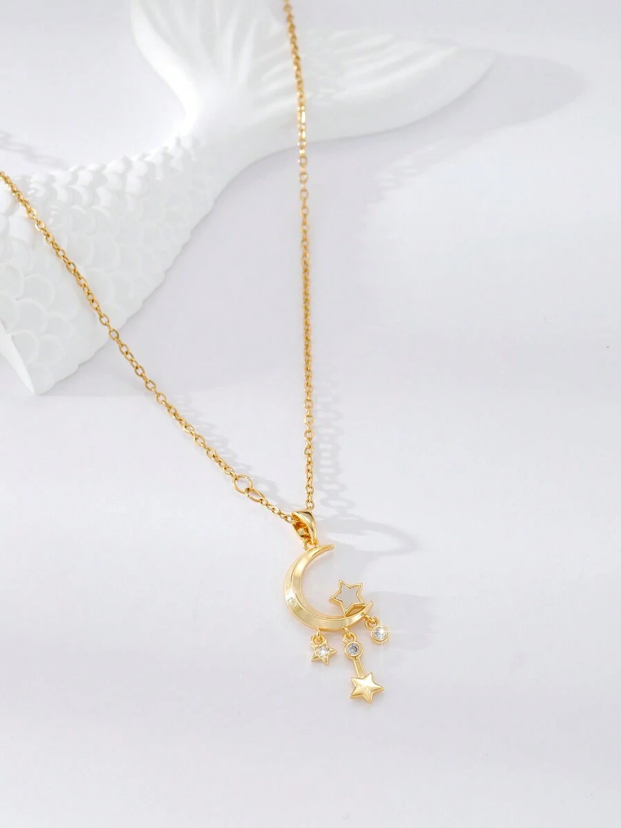 1 Dây chuyền tua rua mặt trăng sao đơn giản và dễ thương cho bé gái Quà tặng sinh nhật ngày lễ cho bé gái - Một cỡ - Xem 1