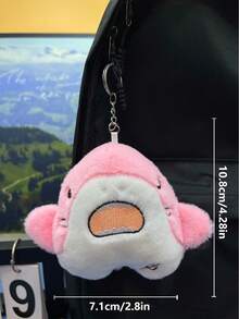 1 件创意卡通鲨鱼毛绒钥匙扣，可爱毛绒动物吊坠，适合背包/手提包，圣诞节/万圣节、粉丝/朋友/学生的理想礼物 - 彩色 - 查看 3