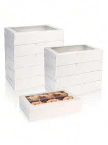 5 件/10 件带窗口的饼干/蛋糕盒，波浪窗口蛋糕盒适用于糕点、馅饼、松饼、巧克力、草莓 - 紙本 - 查看 1