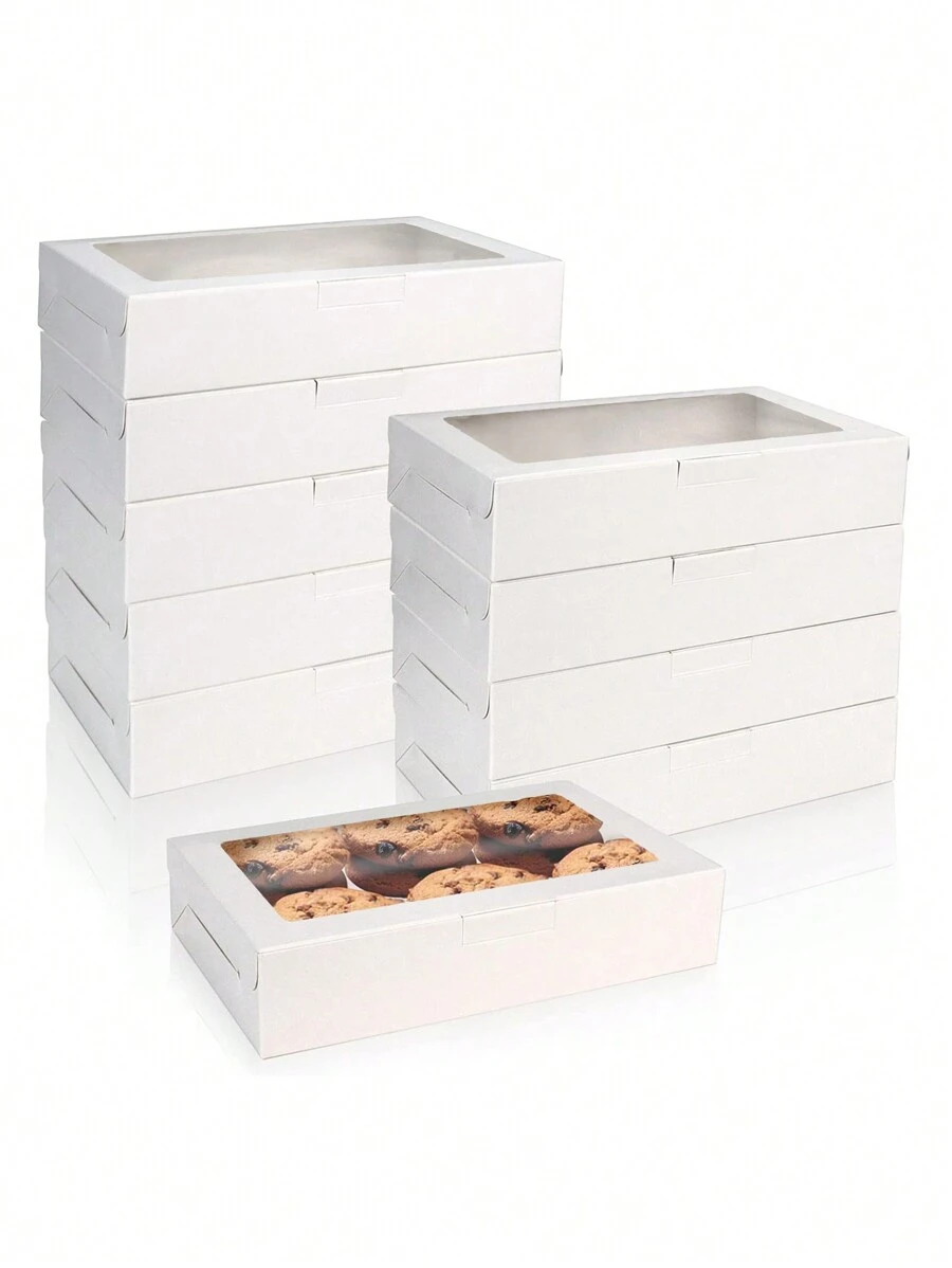 5 件/10 件带窗口的饼干/蛋糕盒，波浪窗口蛋糕盒适用于糕点、馅饼、松饼、巧克力、草莓 - 紙本 - 查看 1