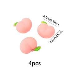 4 pièces Jouets moelleux en forme de pêche adorables, accessoires de bureau à presser pour soulager le stress - Rose bonbon - Voir 5
