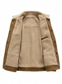 Men's Fashionable Casual Thick Warm Plus Fleece Thick Fleece Jacket - Coffee Brown - View 3
