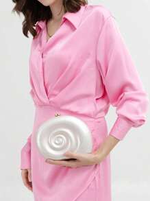 Túi cầm tay Acrylic hình con ốc sên dễ thương cho tiệc tối sang trọng tiệc cưới tối ví nhỏ túi xách màu ngọc trai - Màu be - Xem 2