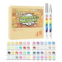 48 Colors Art Marker Acrylic Paint Pens Rock Painting Stone Ceramic Wood Canvas DIY Graffiti Making Drawing Supplies,Halloween Gift