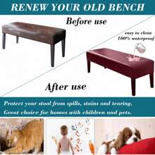100% Waterproof PU Bench Covers For Dining Room Dining Bench Cover Removable Bench Covers Stretch Washable Bench Seat Covers For Dining Room Bench Slipcover - Burgundy - View 4