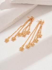 18K Gold Plated Earrings With Classic Tassel Pendant, Versatile Daily Wear For Women, Multiple Styles