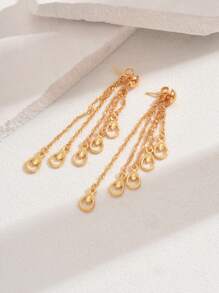 18K Gold Plated Earrings With Classic Tassel Pendant, Versatile Daily Wear For Women, Multiple Styles