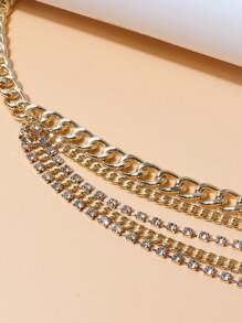 1pc Women's Sexy Golden 4-Strand Rhinestone Decoration Waist Chain, Suitable For Daily Wear With Jeans And Dresses Halloween Summer, School Fall, Autumn, Halloween