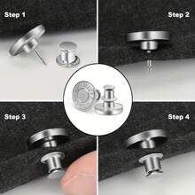 6pcs/Pack Letter Design Elastic Adjustable Waist Button For Trousers & Skirts, No Sewing Required, Stainless Steel, DIY Sewing Accessories