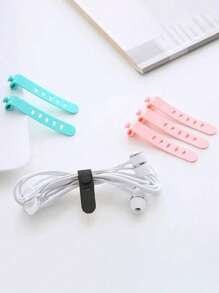 4pcs Portable Storage Belt, Silicone Storage Belt, Prevent Headphones From Losing Storage, Data Cable Binding Strap - LL-5555 - View 1