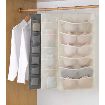 1pc Dual Sided Hanging Closet Organizer Bag With Net Pockets & Rotating Metal Hooks, Suitable For Bras, Underwear, Socks, Keys, Jewellery, Stationery, Dual Sided Hanging Organizer Bag With Mesh Pockets, Dual Sided Hanging Pocket Rack Organizer Bag For Drawer, Closet, Clothes Rack Room Decor Home Decor Decor Bedroom Decor Decor, Room Decor, Decorations, Decorations, Decor, Decor, Decor, Decor, Storage, Organizerbedroom,Organizer,Organiser,Home Storage,White T Shirt Women,Black Pants Women,Ladies Winter Clothes,Dress,Winter Clothes For Ladies,Elegant Woman Dresses,White Shirt For Ladies,Long Sleeve,White Jumpsuit For Women,Spring Dresses For Women,Spring Outfits For Women,Spring,Spring Clothes,Minimalist,Summer Tops