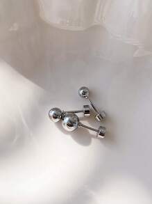 1 对 316L 不锈钢抛光球形耳钉优雅防过敏螺丝后背休闲时尚珠宝 - Spiral - 查看 8