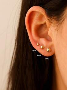 1 对 316L 不锈钢抛光球形耳钉优雅防过敏螺丝后背休闲时尚珠宝 - Spiral - 查看 5